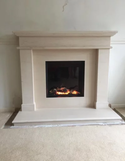 2471 Windsor fireplace in limestone with Gazco Riva2 500 Slimline