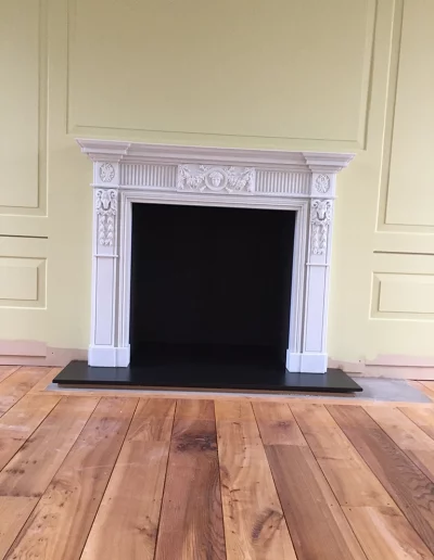 2626 Rams Head marble surround with Black slate hearth